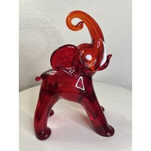 RARE Vintage Murano Glass Red Elephant Hand Blown Figurine Statue Italy MCM